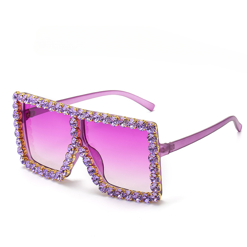 Wholesale PC Diamond Large Square Frame Sunglasses